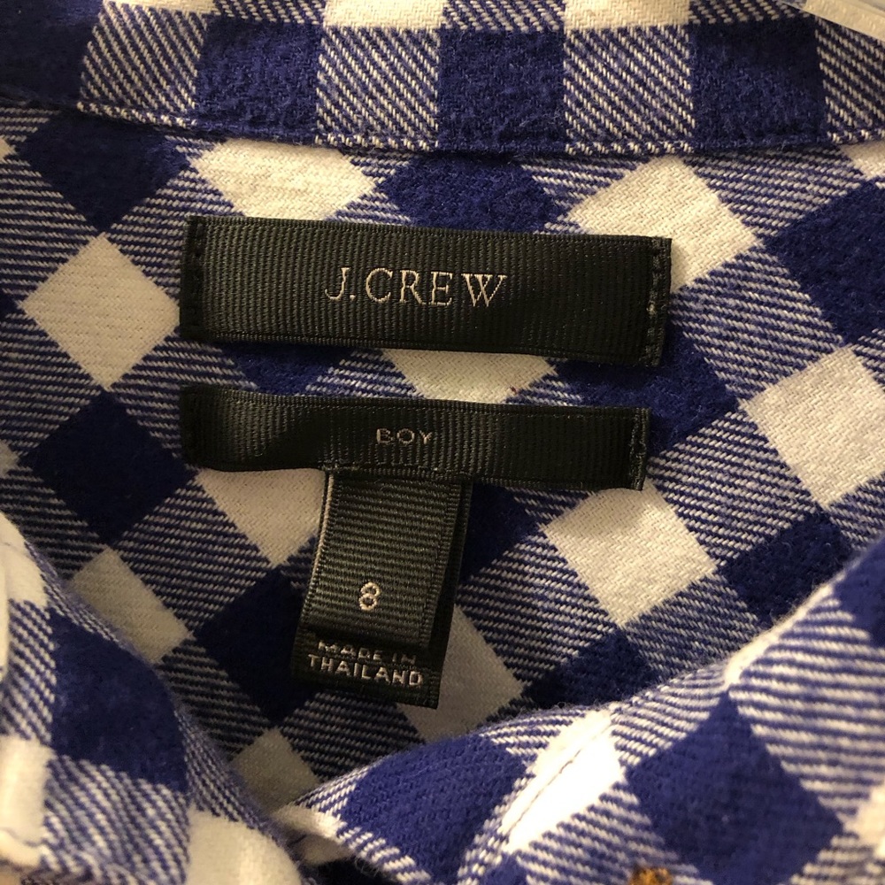 J Crew Blue and white check cotton button down shirt size 8